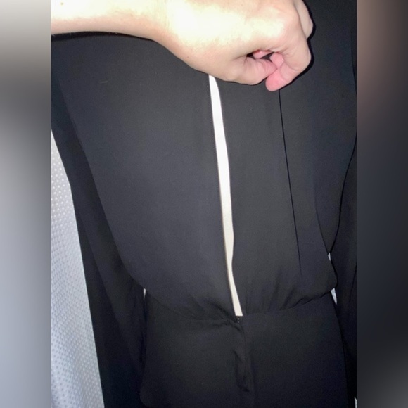 Women’s BCBG asymmetric‎ chic black semi sheer long sleeved blouse size small - Picture 9 of 13